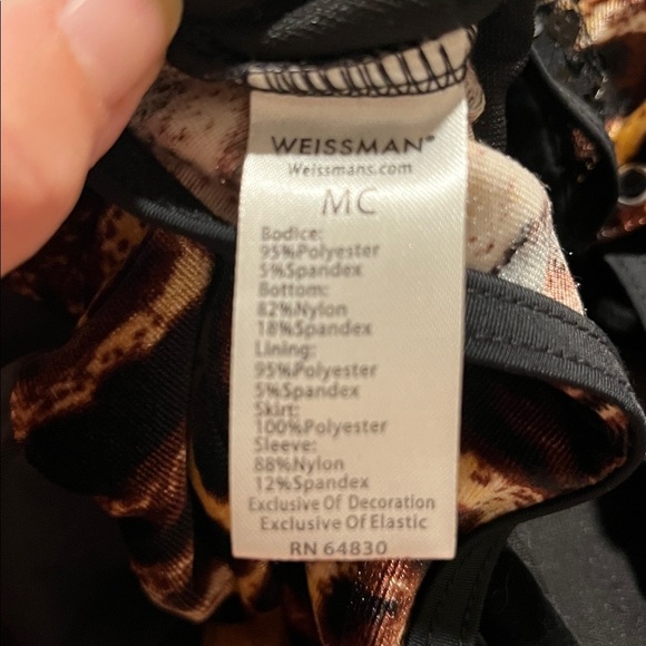 Weissman black sequins dance dress leotard costume child M mc 8804 feathers - Picture 7 of 7